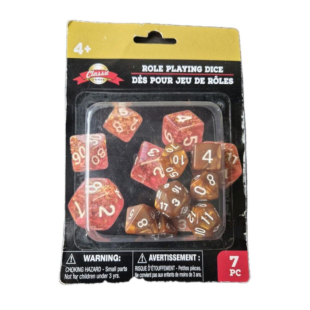 New 7 Piece Polyhedral Dice Set - Copper Brown Marble (RPG) Dungeons & Dragons
